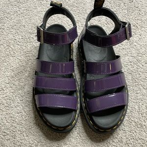 NWOT Dr Marten Patent leather Sandals Sz 6 dark purple